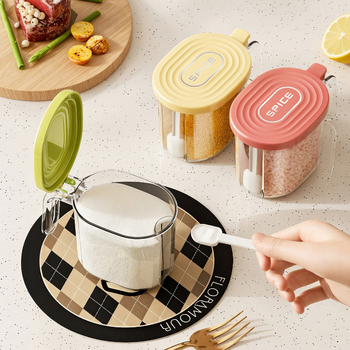 Cutie de condimente pentru uz casnic, sigilată și rezistentă la umiditate, recipient din plastic PET pentru condimente solide, capacitate 6 kg, stil modern minimalist