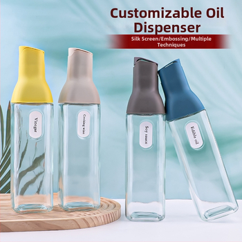 Sticlă de ulei din sticlă cu pulverizator acționat prin apăsare și deschidere/închidere automată. Potrivit pentru ulei, sos de soia și oțet. Material: sticlă; Brand: Dashun glass; Personalizare logo disponibil; Stil: modern minimalist.