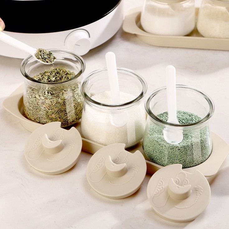 Set borcane de condimente din sticlă cu capac – 24 stiluri, pentru bucătărie, design minimalist modern