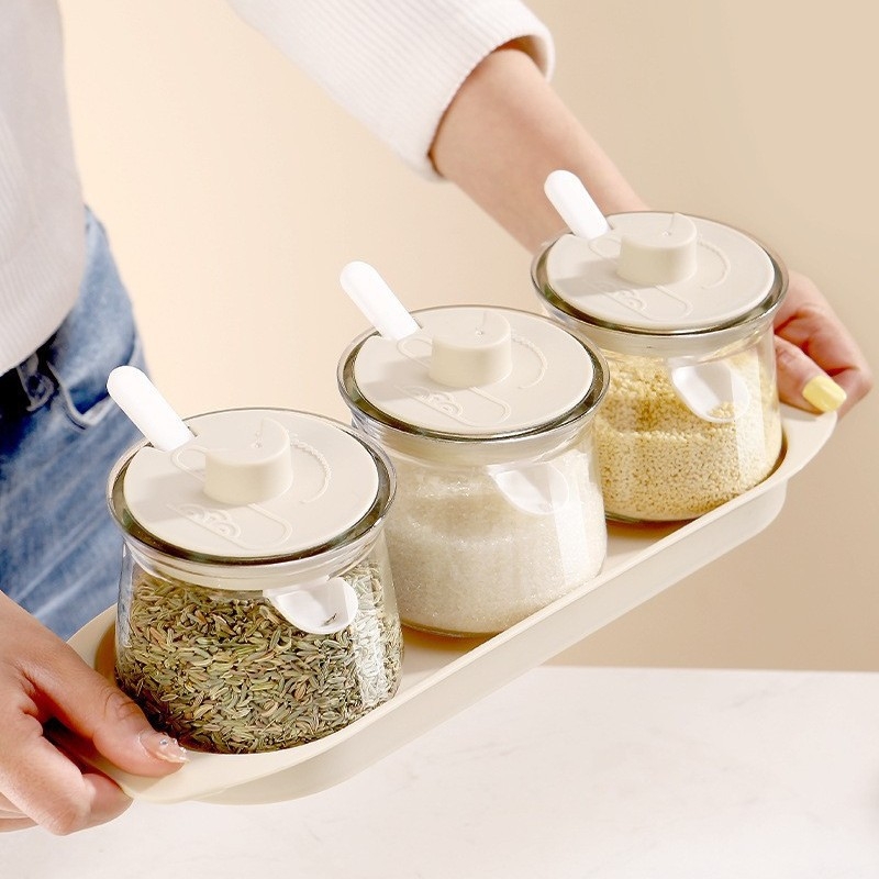 Set borcane de condimente din sticlă cu capac – 24 stiluri, pentru bucătărie, design minimalist modern