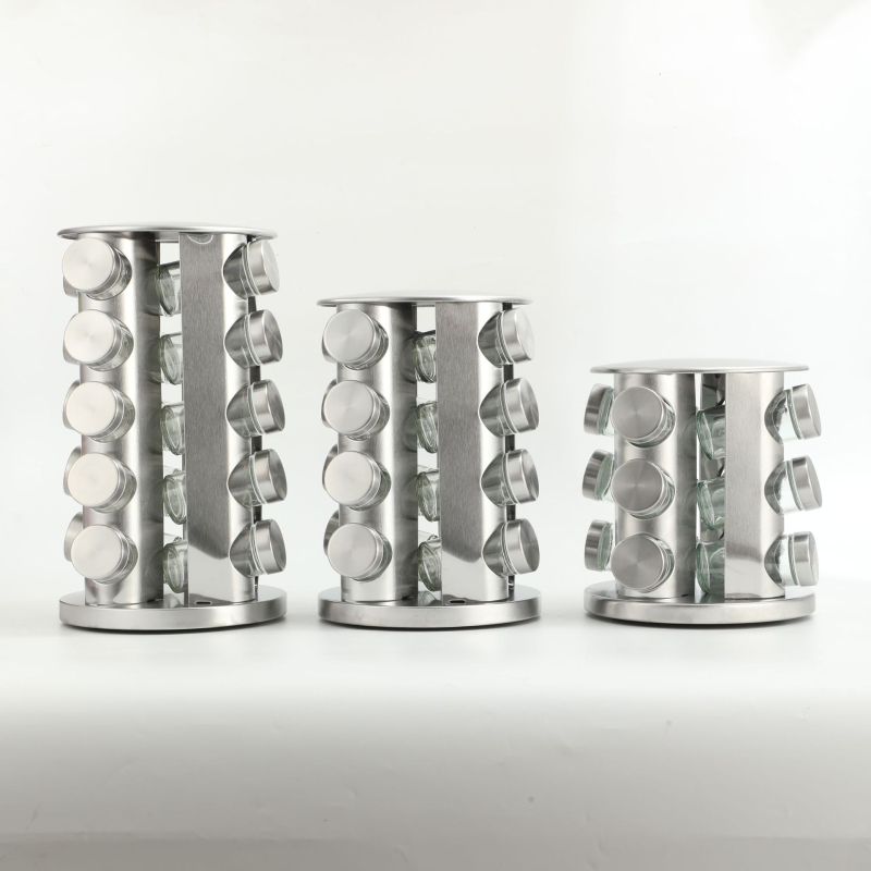 Suport rotativ pentru condimente - din oțel inoxidabil, design modern și simplu (Brand: Yijie, Material: Oțel inoxidabil, Funcție: Rotativ)