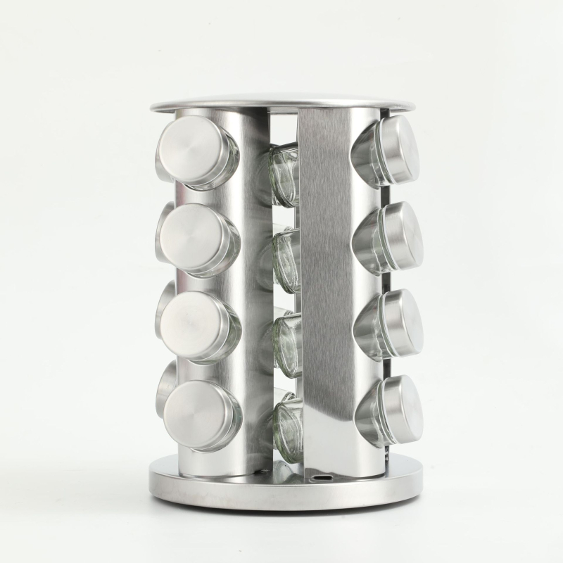 Suport rotativ pentru condimente - din oțel inoxidabil, design modern și simplu (Brand: Yijie, Material: Oțel inoxidabil, Funcție: Rotativ)
