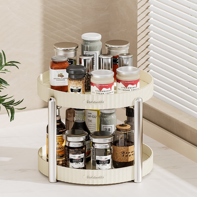 Raft de bucătărie din plastic, multietajat, rotativ, pentru podea