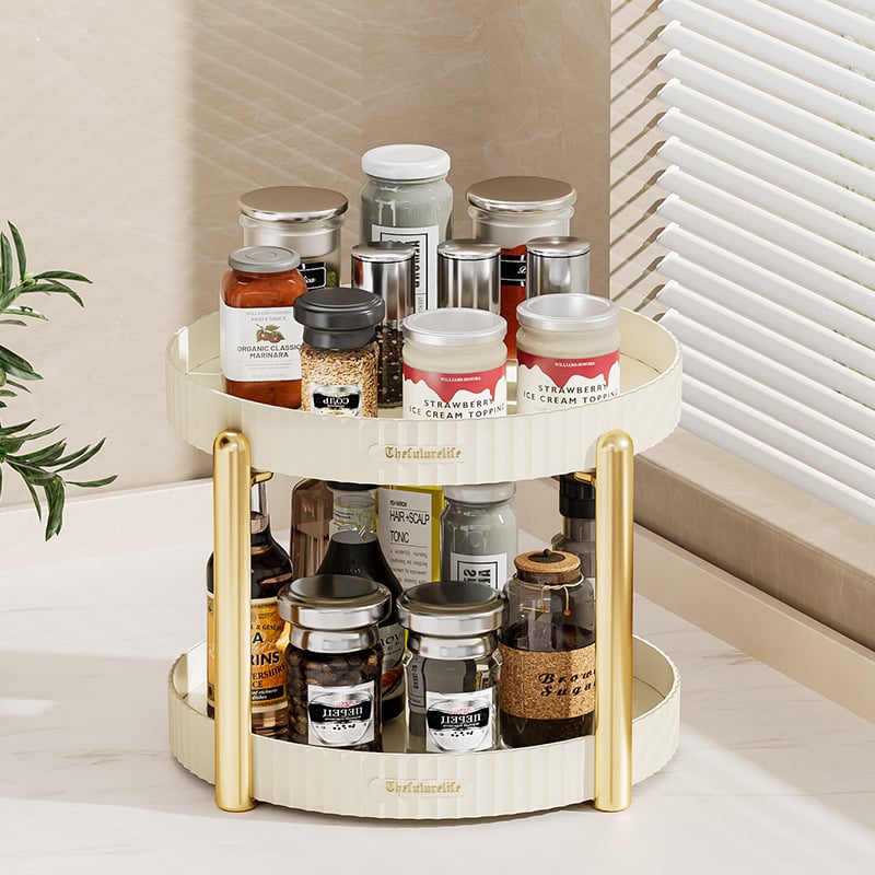 Raft de bucătărie din plastic, multietajat, rotativ, pentru podea