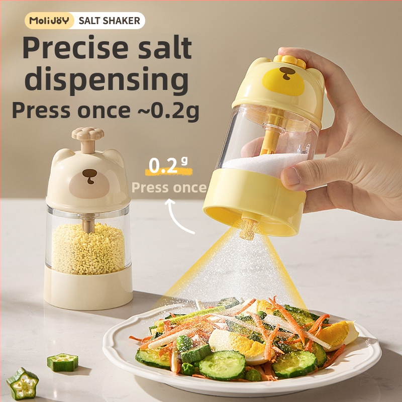 Heartmade Mali Medvjed Staklenka Za Sol S Mjerom, Vlažno Zatvara Posuda Za Suhe Začine (PET+PC+304 Opruga)
