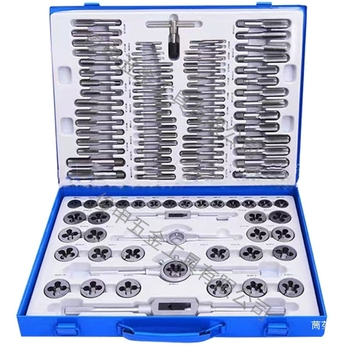 Set pentru filetare Tap and Die, din bearing steel alloy, cu taps și dies, tapping pin inclus