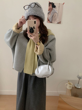 Palton din lână reversibil pentru femei, cu glugă detașabilă, lână groasă, croială elegantă pentru navetă