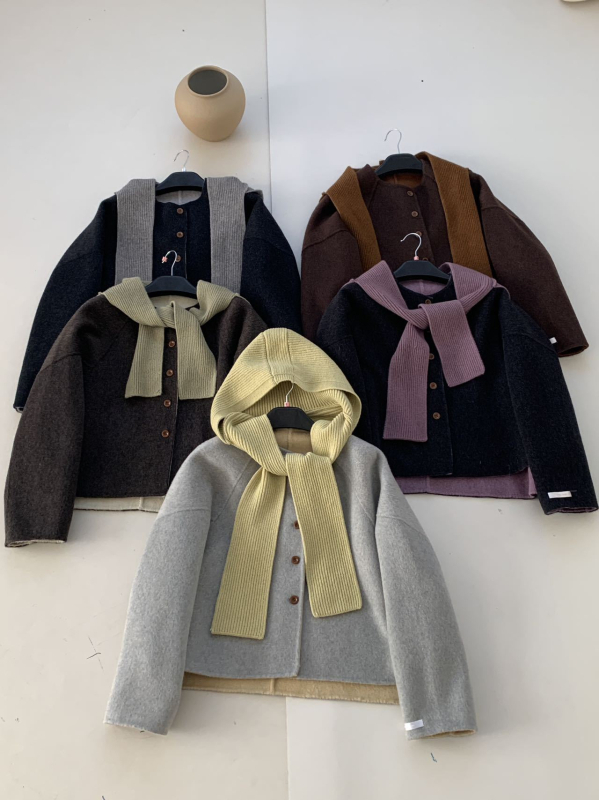 Palton din lână reversibil pentru femei, cu glugă detașabilă, lână groasă, croială elegantă pentru navetă