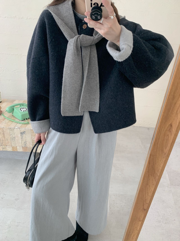 Palton din lână reversibil pentru femei, cu glugă detașabilă, lână groasă, croială elegantă pentru navetă