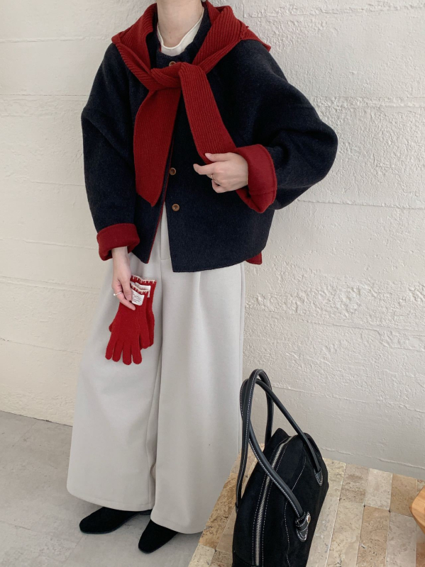 Palton din lână reversibil pentru femei, cu glugă detașabilă, lână groasă, croială elegantă pentru navetă