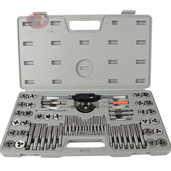 Oțel aliat, set de 60 de piese pentru filete metrice și imperiale, cu cheie manuală pentru filetare