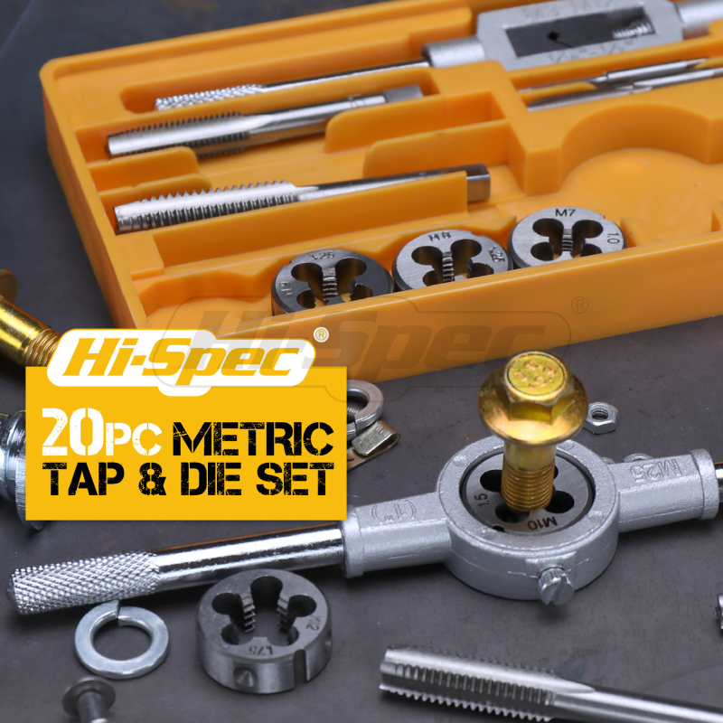 Hi-Spec 20-dijelni metrički set za navoj, ručni alat za rezanje navoja, ključ, tap ključ, fini navoj