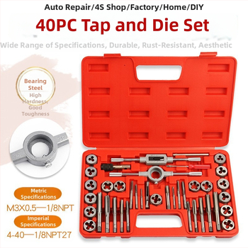 Set od 40 komada za metricke i imperijalne navoje, ručni tap i die set