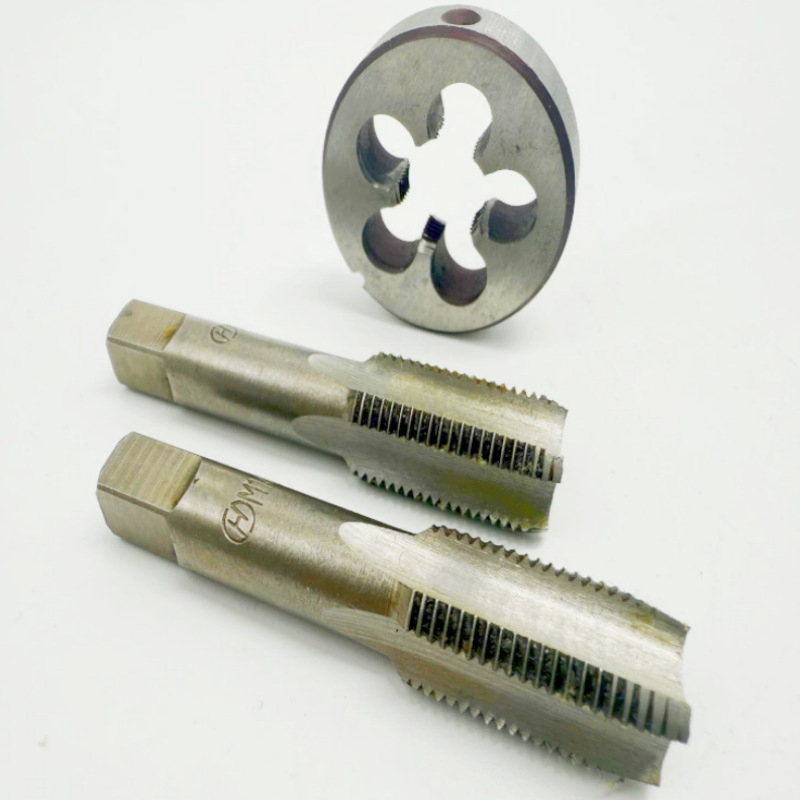 Hang Gong Ръчен комплект резбови метчици и плашка, метрическа резба, съдържа 1 метчик и 1 плашка