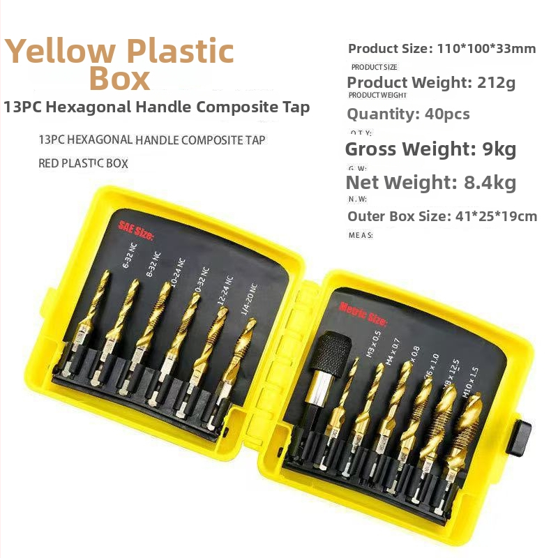13-dielna sada vrták a závitovačov s hexagonálnym hriadeľom, rýchlorezová oceľ, plastové puzdro