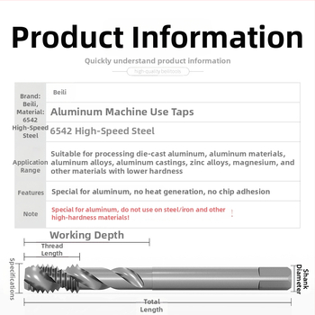 Bailey hliníkový spirálový vrták na závity pre strojové závity