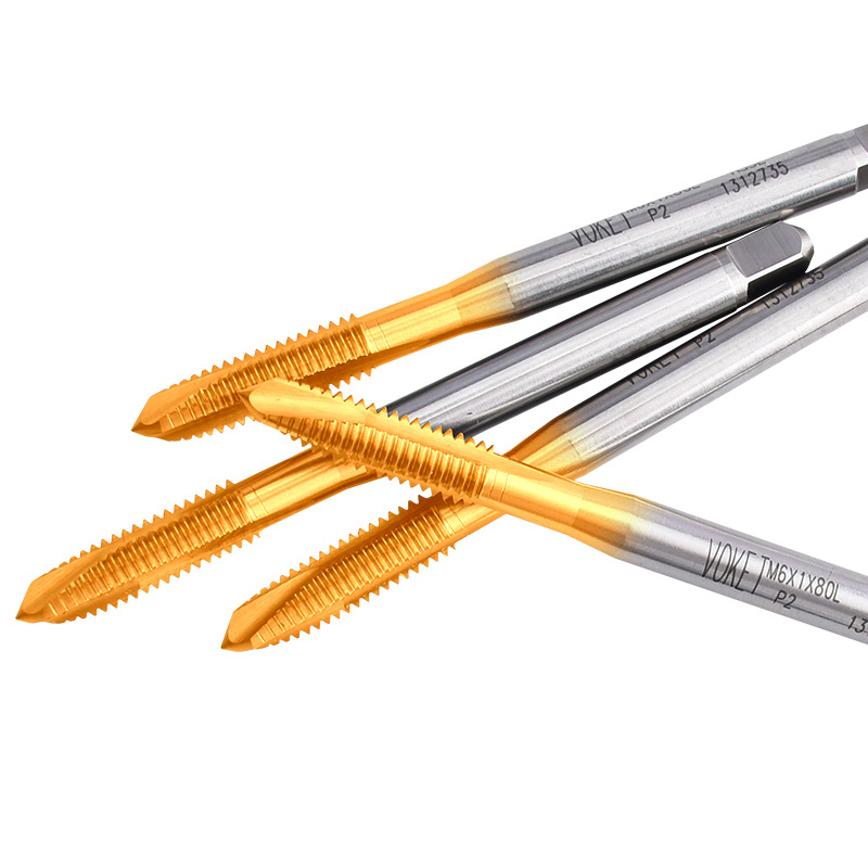 Gépi használatú menetmetsző kobalt bevonatú titán felülettel, rozsdamentes acélból, különleges heg