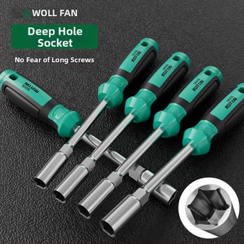 Set hex socket skrutkovač Walfan s predĺženými zásuvkami a kľúčmi – chróm-vanádová oceľ, 0,3 kg, kompletná súprava, zahrnuté matice zásuvky