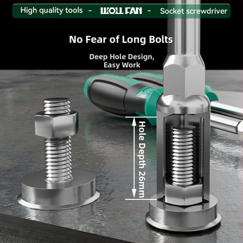 Set hex socket skrutkovač Walfan s predĺženými zásuvkami a kľúčmi – chróm-vanádová oceľ, 0,3 kg, kompletná súprava, zahrnuté matice zásuvky