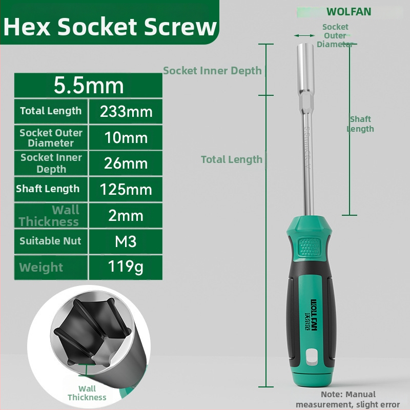 Set hex socket skrutkovač Walfan s predĺženými zásuvkami a kľúčmi – chróm-vanádová oceľ, 0,3 kg, kompletná súprava, zahrnuté matice zásuvky