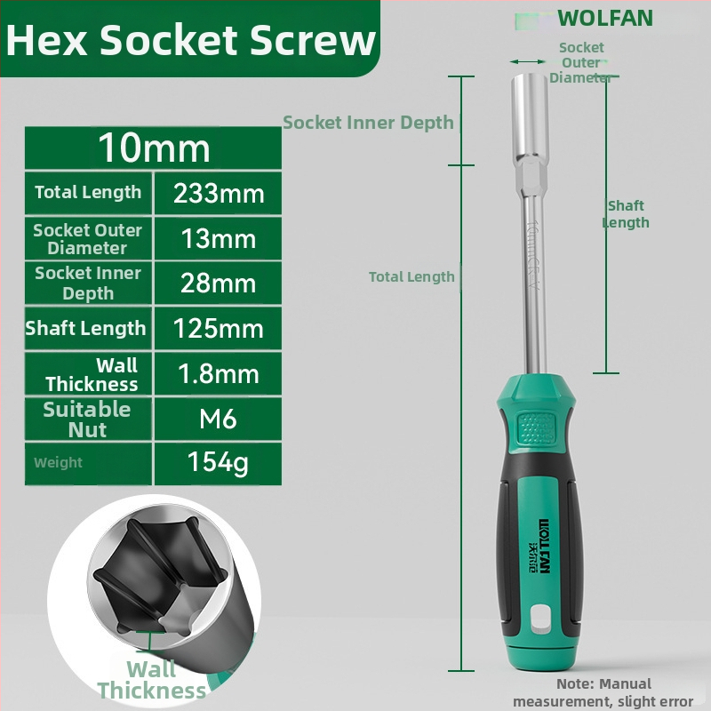 Set hex socket skrutkovač Walfan s predĺženými zásuvkami a kľúčmi – chróm-vanádová oceľ, 0,3 kg, kompletná súprava, zahrnuté matice zásuvky