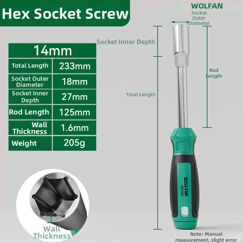 Set hex socket skrutkovač Walfan s predĺženými zásuvkami a kľúčmi – chróm-vanádová oceľ, 0,3 kg, kompletná súprava, zahrnuté matice zásuvky
