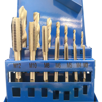 Tapus 14-darabos menetfúró készlet, HSS és ötvözött acélból