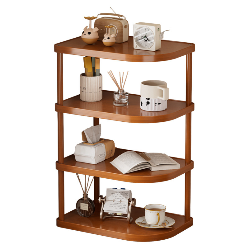 Háromszög alakú sarok konyhai polc, padlón álló, bambuszból, többszintes, többfunkciós