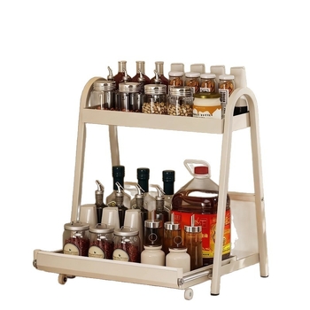 Stalak za začine s izvučnim skladištem – karbonsko-čelični, bez bušenja, višeslojni organizator, držač soli — Fengtuo
