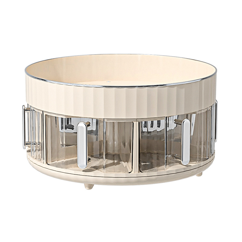 Stalak za začine na stolnu površinu, okretni, s integriranim višekanalnim spremnikom, plastični materijal, za bočice ulja, soli i octa