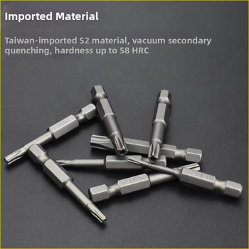 Magnetický bit do skrutkovača, S2 zliatina ocele, hlava Plum Blossom, 3-10 mm, TT8-TT40