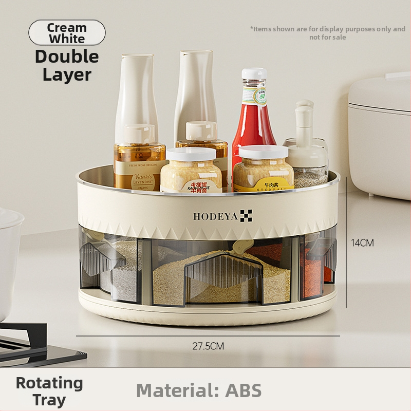 360° otáčajúci stojan na korenie pre stolné použitie, s dvomi úrovňami, z plastu