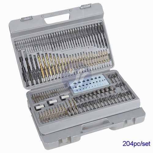 Yong Shun gyorsacél spirálfúrók készlet fa- és építőipari használatra, tartalmaz eszközöket a menetekhez, ötvözött acél, háztartási használat, súly 3.0, brit szabvány