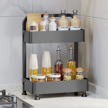 Xinyue Karbonsko-čelični uski odvojivi stalak za začine na kuhinjskoj ploči, višeslojni, bez bušenja