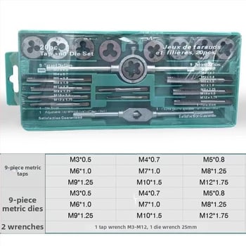 Metrický set závitovacích nástrojov, tap a die, 40 kusov