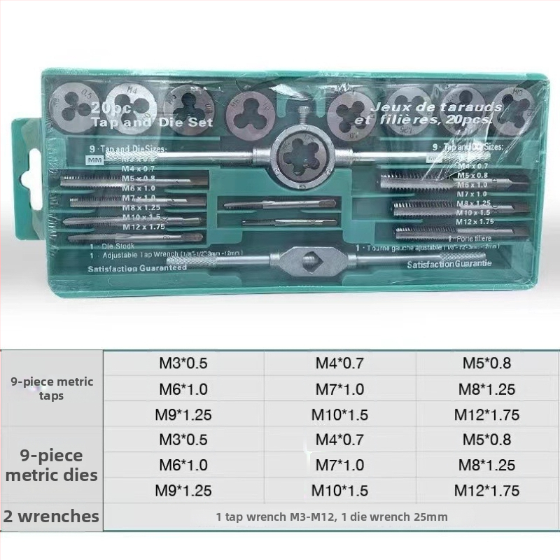 Metrický set závitovacích nástrojov, tap a die, 40 kusov