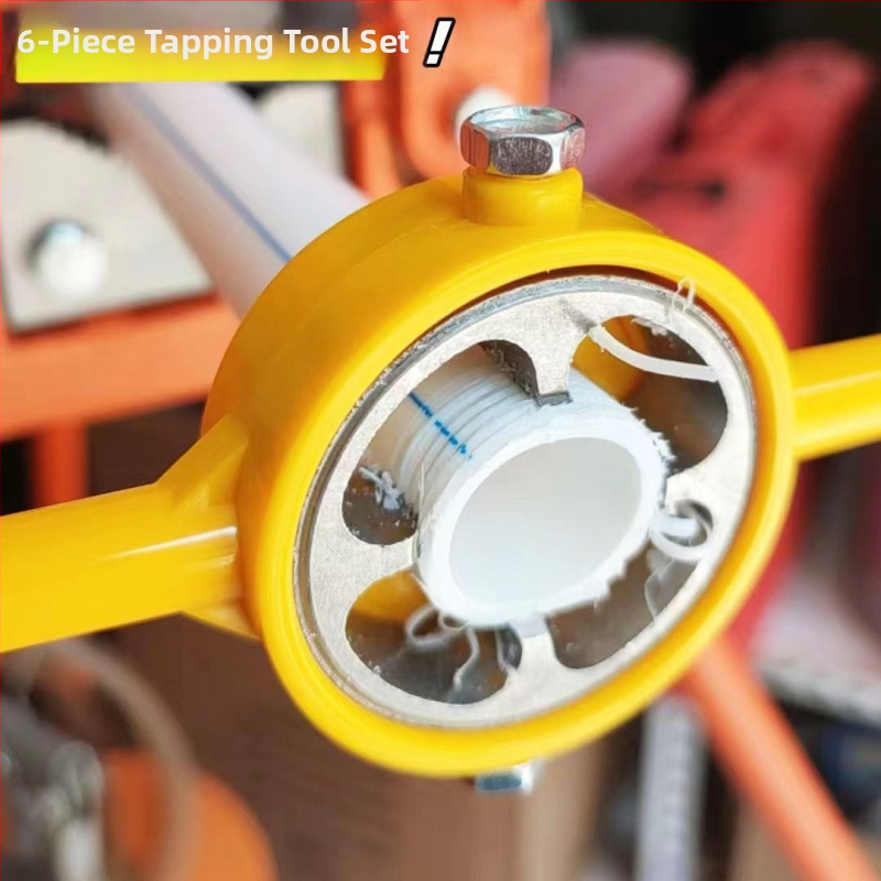 6 részes PVC cső menetkészlet, tartalmazza a menetkulcsot