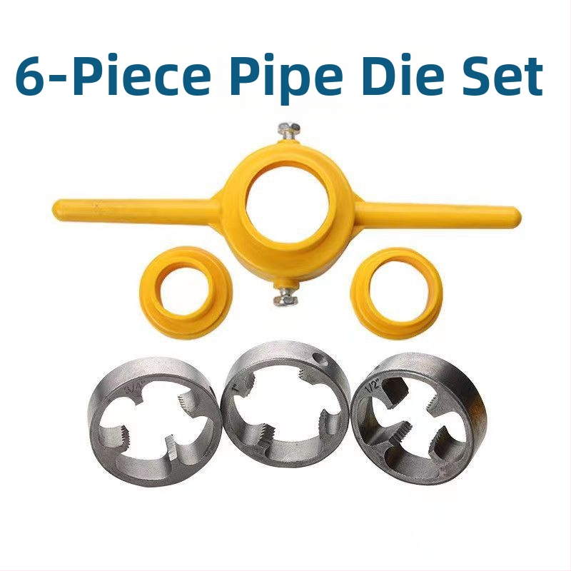 6 részes PVC cső menetkészlet, tartalmazza a menetkulcsot