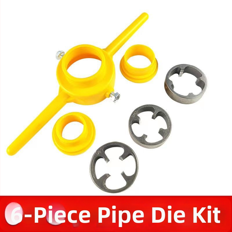 6 részes PVC cső menetkészlet, tartalmazza a menetkulcsot