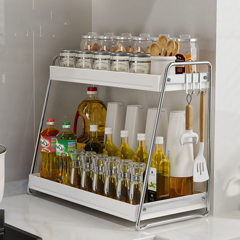 Stalni stalak za začine od nehrđajućeg čelika, dvostruki sloj, za kuhinjski pult, montaža bez bušenja