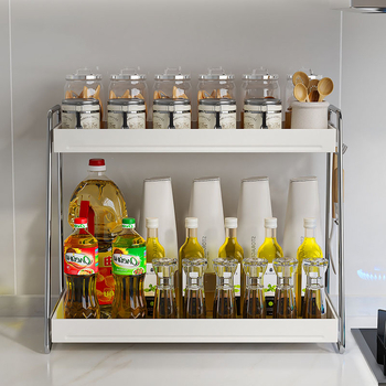 Stalni stalak za začine od nehrđajućeg čelika, dvostruki sloj, za kuhinjski pult, montaža bez bušenja