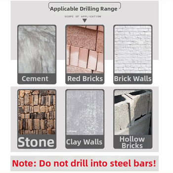 Elektrický kladivový vrt – Hibiscus Impact; guľatá hlava, cez stenu dizajn, guľatý hriadeľ s dvoma drážkami; materiál 40Cr+YG8C; vhodný pre betón, tehlu, kameň, granit; hmotnosť 50–1550 g