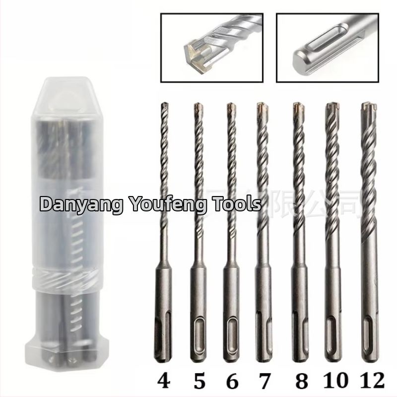 YOUFENG TOOLS Vrtáky SDS Plus s kruhovým hriadeľom, krížové, 7-dielny set, na vŕtanie