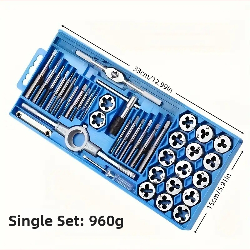 Hazat 40-členný set Tap and Die z uhlíkovej ocele s držiakom na Tap Wrench