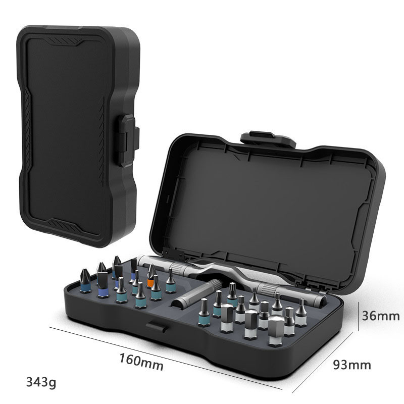 24-u-1 set odvijača s ráčnim mehanizmom, S2+CR-V, magnetski Philips bitovi, za kućnu upotrebu