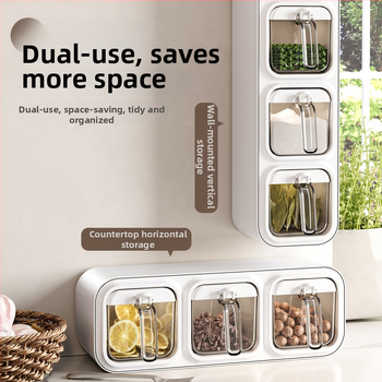 Plastový stojan na korenie s viacerými priehradkami — moderný minimalistický dizajn, montáž bez vŕtania (2023)