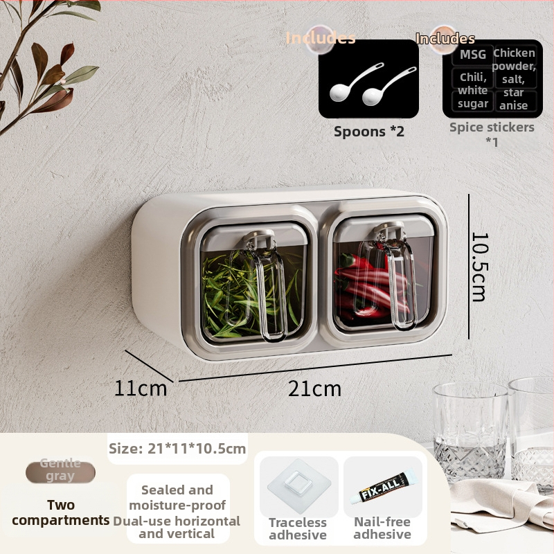 Plastový stojan na korenie s viacerými priehradkami — moderný minimalistický dizajn, montáž bez vŕtania (2023)