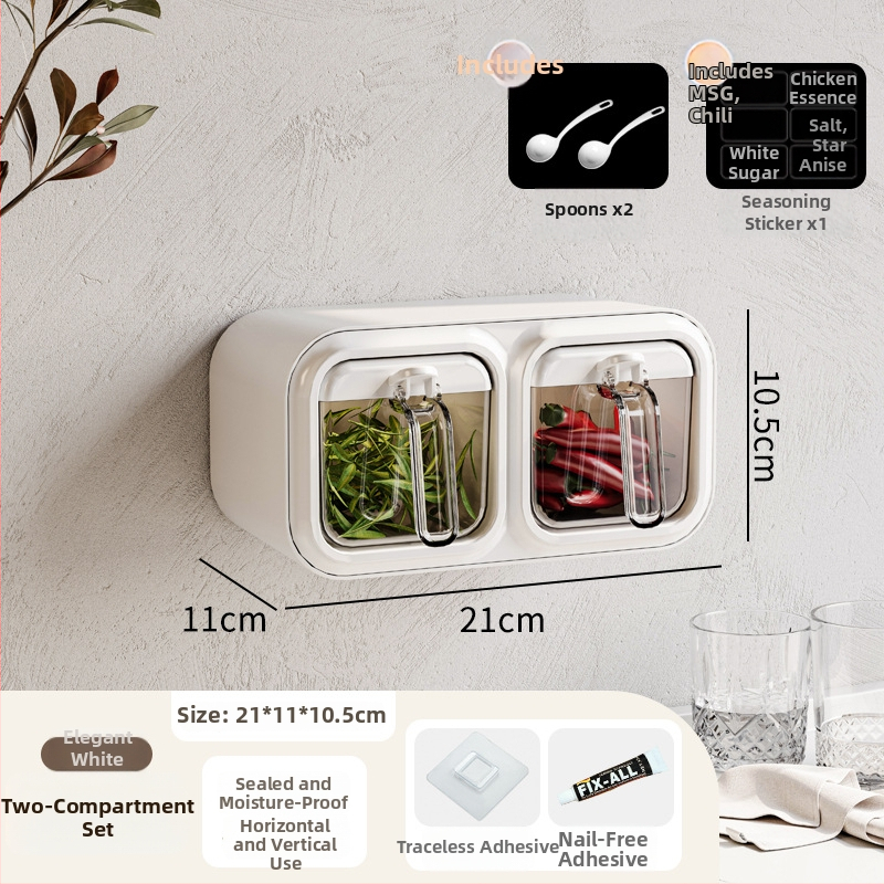 Plastový stojan na korenie s viacerými priehradkami — moderný minimalistický dizajn, montáž bez vŕtania (2023)