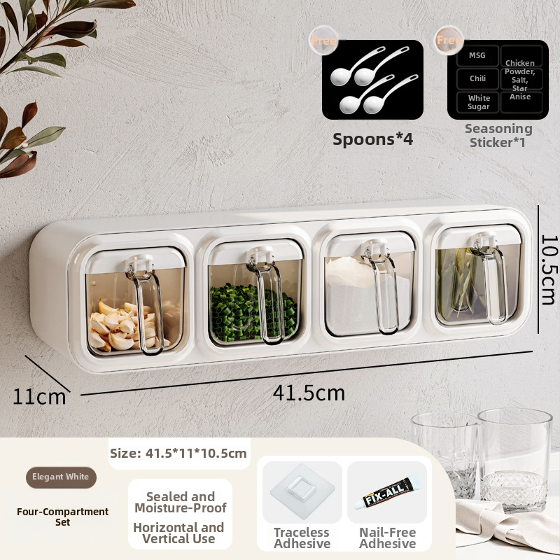 Plastový stojan na korenie s viacerými priehradkami — moderný minimalistický dizajn, montáž bez vŕtania (2023)