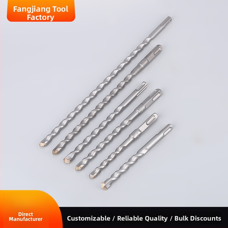 Betonhoz készült ütvefúró bit, négyszögletes és kör alakú nyéllel, modell F, középszéntartalmú acélból